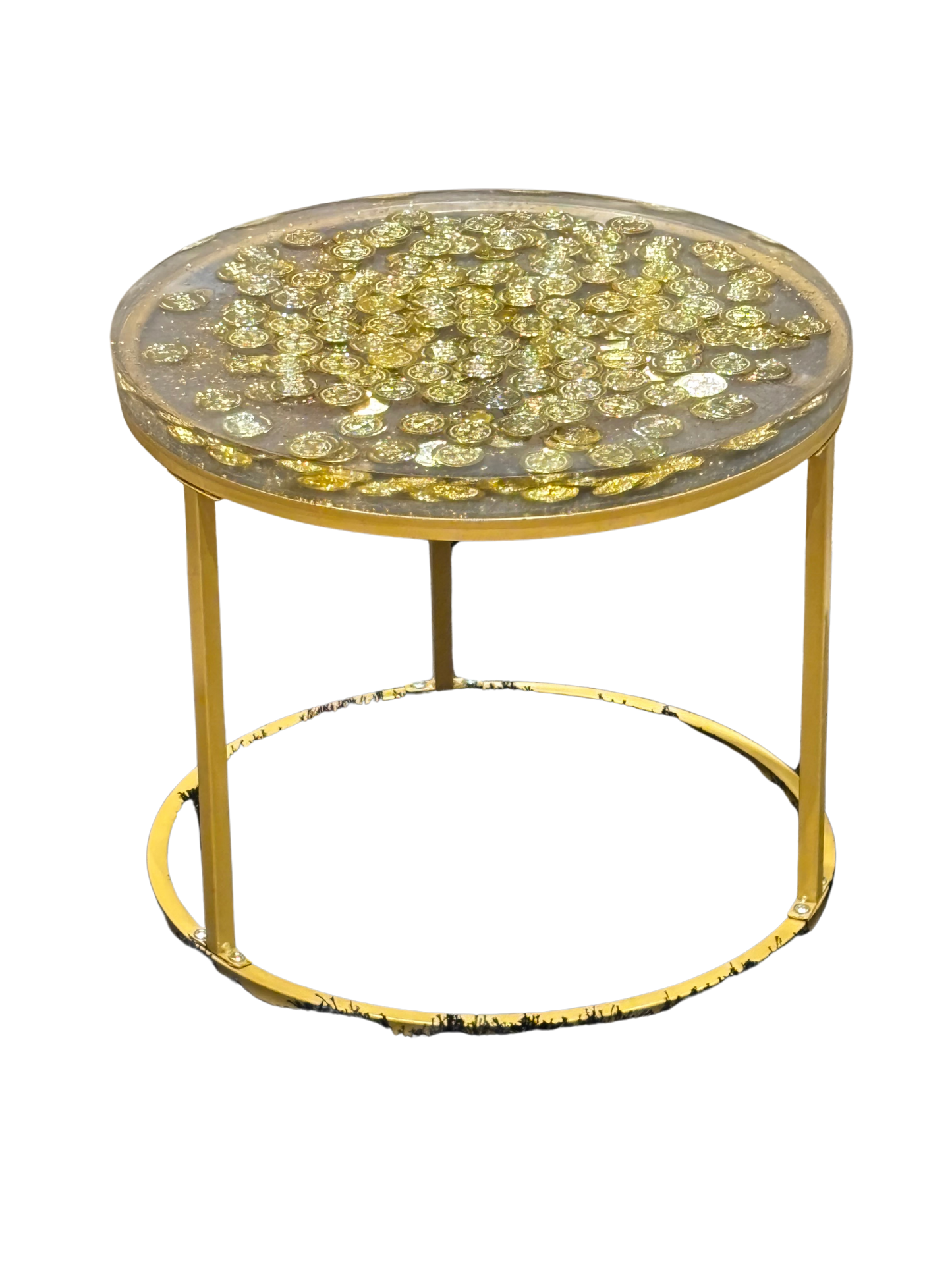 Gold Coin Table – Glänzender Luxus im Epoxidharz-Design