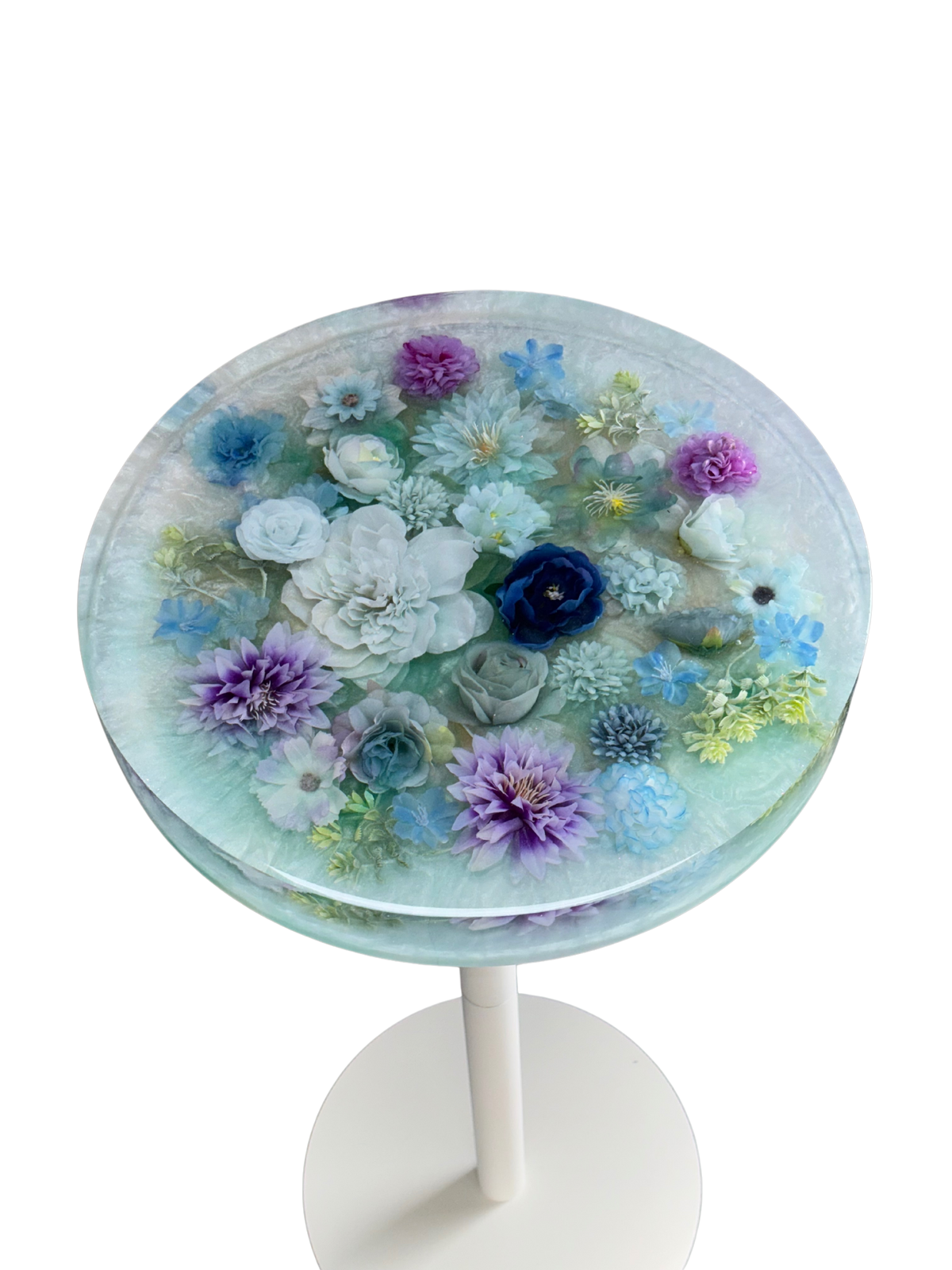 "Frozen Garden" – Handgemachter Blumentisch mit 3D-Effekt