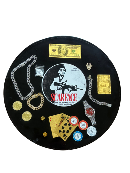 Scarface Tisch – Tony Montana Design mit Bling Uhr, Gold & Pokerstyle