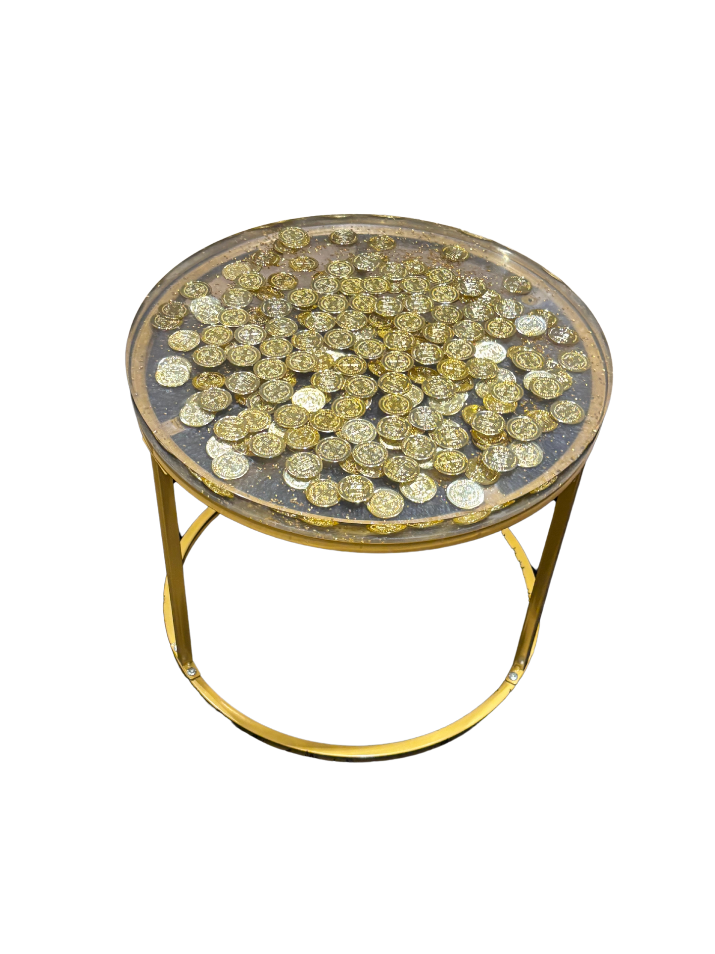 Gold Coin Table – Glänzender Luxus im Epoxidharz-Design